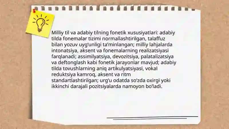 Milliy til va adabiy til.Fonetik va fonologik hodisalar 3