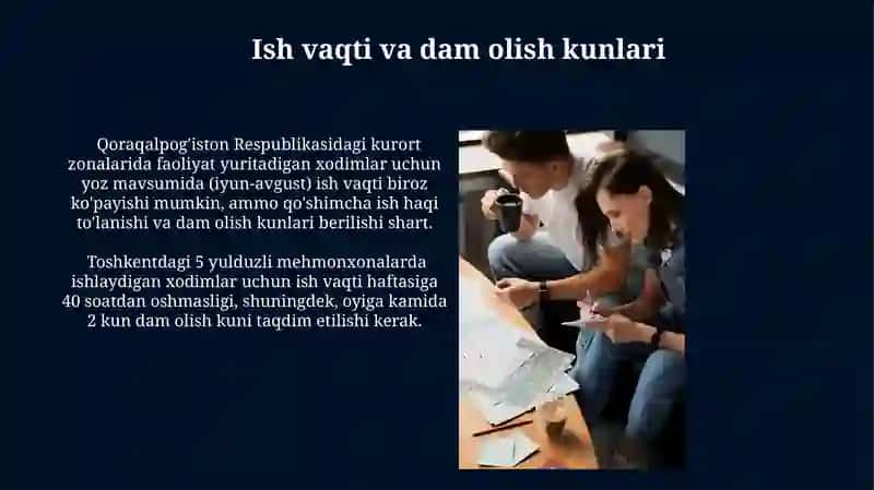 Turizm sohasida xodimlar uchun shart sharoitlar yaratish 3