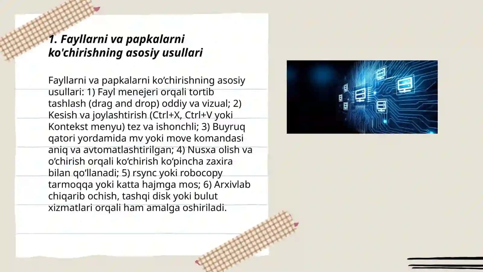 Fayllarni va papkalarni ko'chirishning asosiy usullari 3