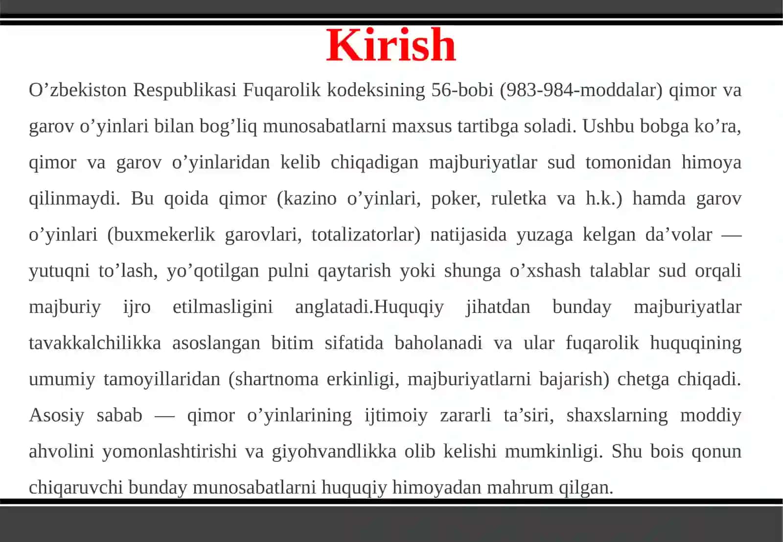 Qimorvagarovo’yinlaridankelibchiqadiganmajburiyatlarninghuquqiyxususiyatlari 3