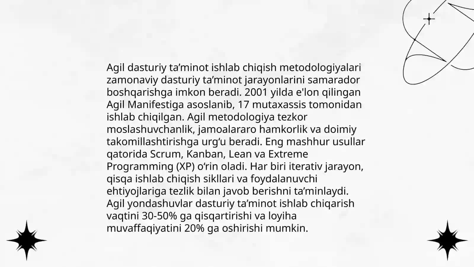 Dasturiy ta’minotni ishlab chiqish metodoligayalari 3