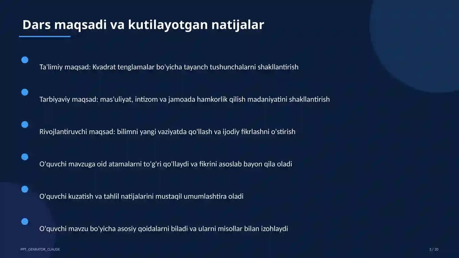 Kvadrat tenglamalar 3