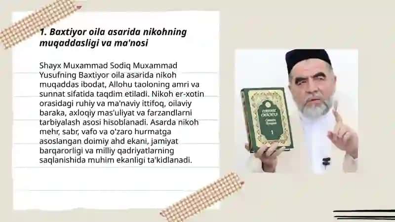 Shayx Muxammad Sodiq Muxammad Yusufning Baxtiyor oila asarida islom qadriyatlarining talqini 3
