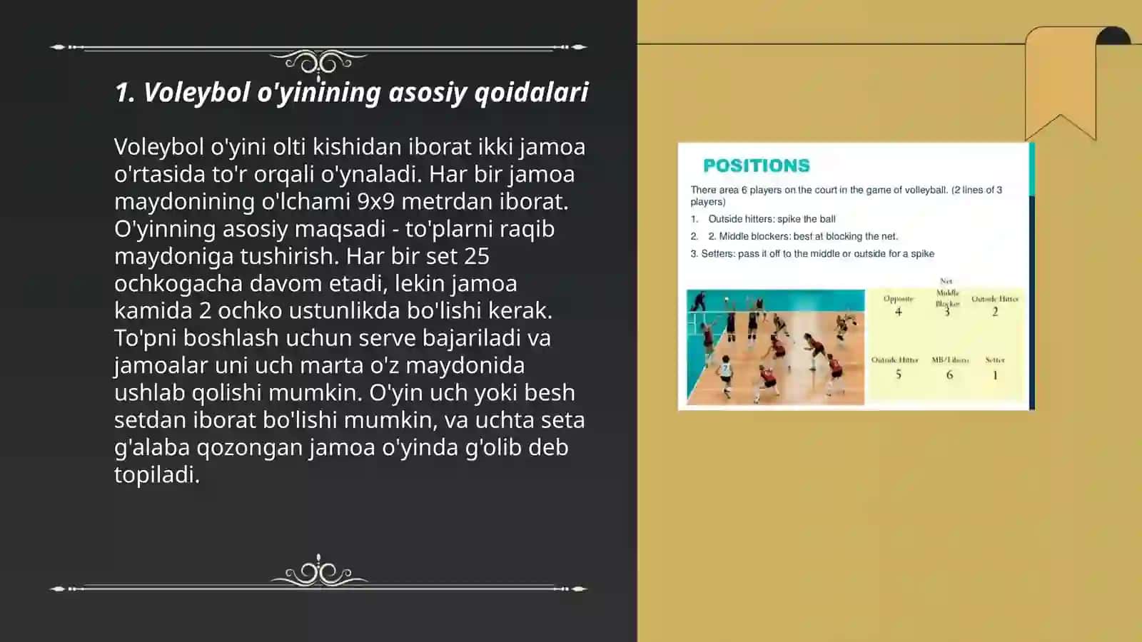 Voleybol musobaqasi qoidasi va hakamlar funksiyalari bilimlarni ozlashtirish 3