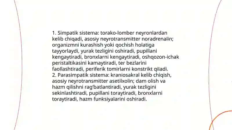 Vegetativ nerv sistemasining simpatik va parasimpatik qismi 3