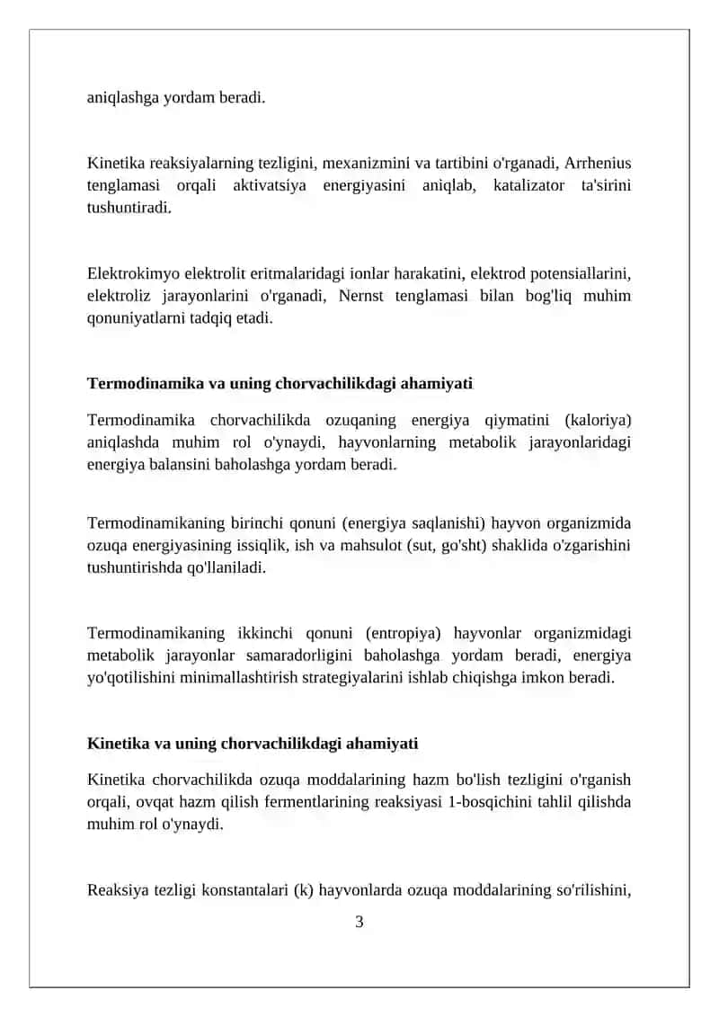 Fizik kimyoning vujudga kelishi va rivojlanishi. Bu fanning chorvachilikdagi roli va ahamiyati 3