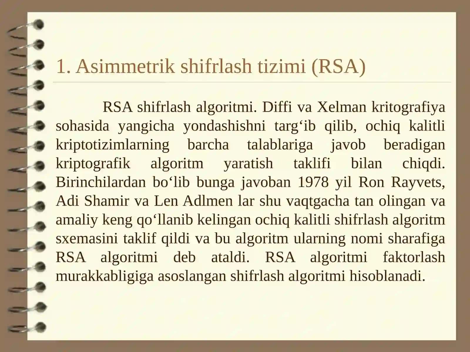 RSA shifrlash algoritmi 3