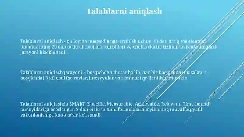 Talablarni aniqlash 3