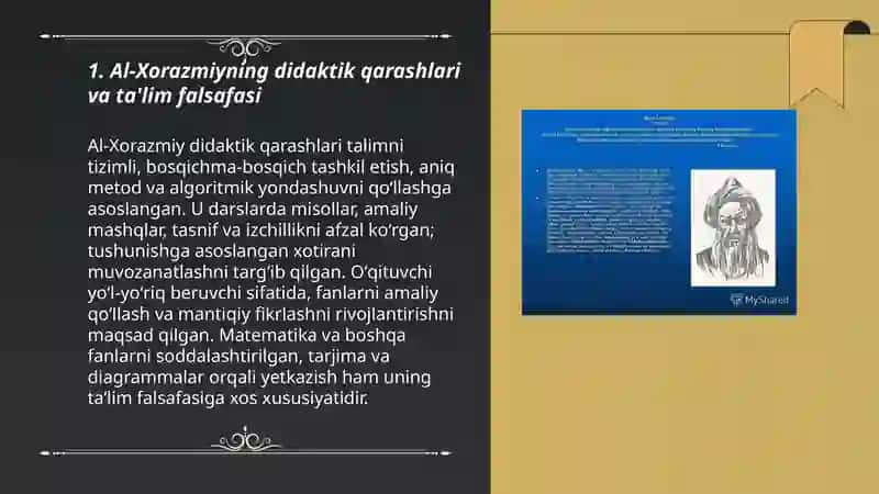 Abu Abdulloh Muhammad ibn Muso al-Xorazmiyning didaktik g'oyalari. 3