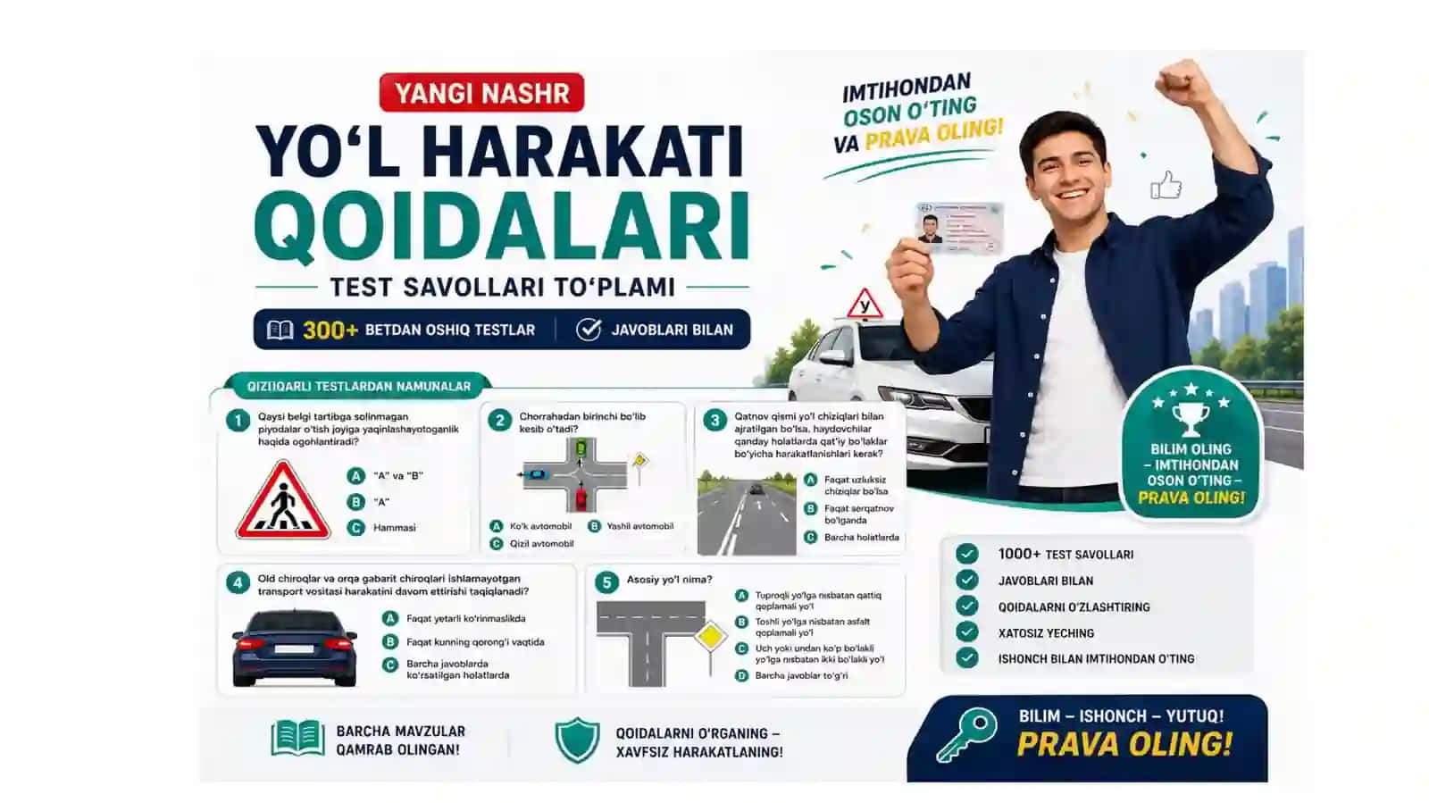 Yo‘l harakati qoidalari haqida test savollari to‘plami 3
