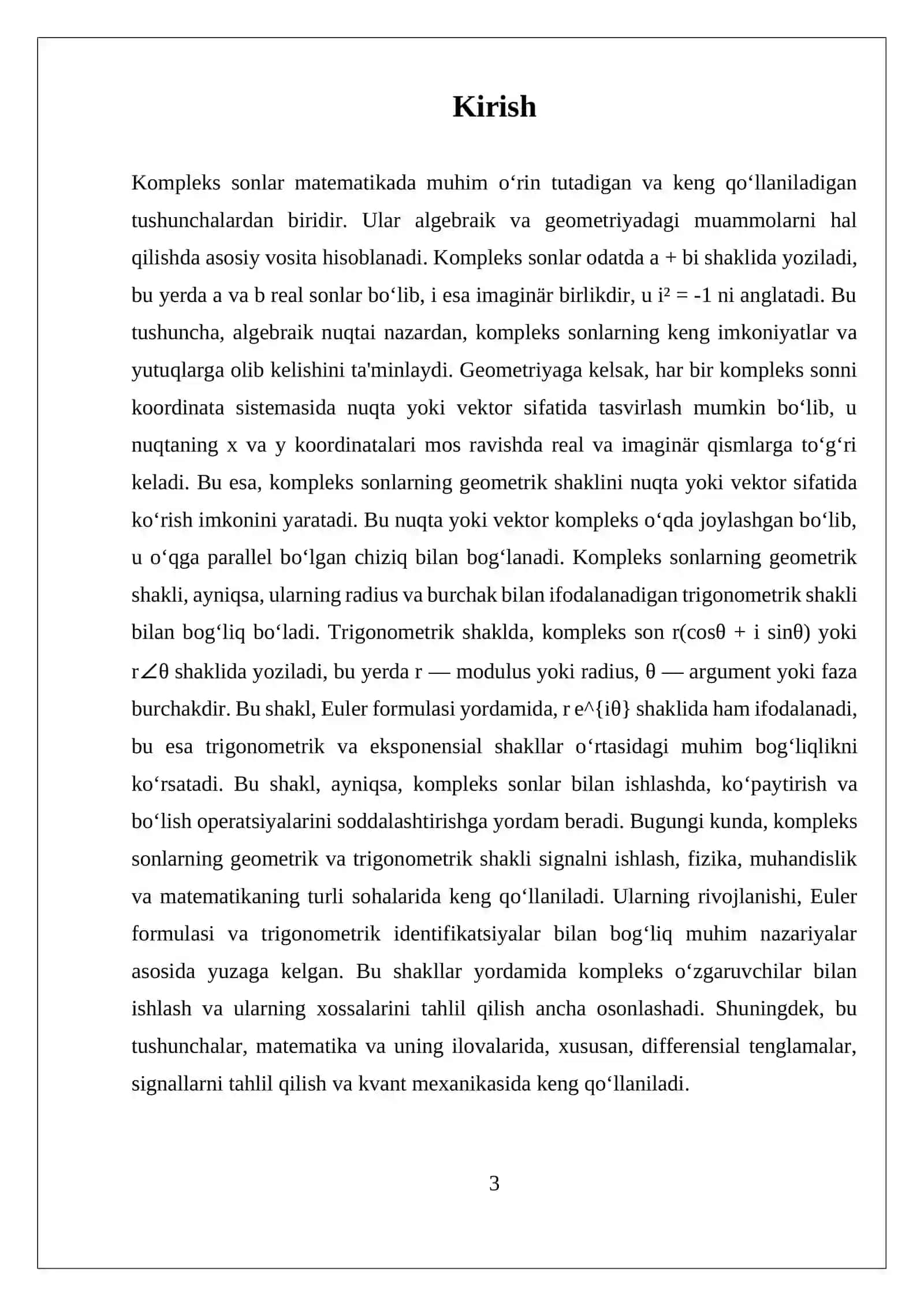 Kompleks sonlarning geometrik maʼnosi va trigonometrik shakli 3