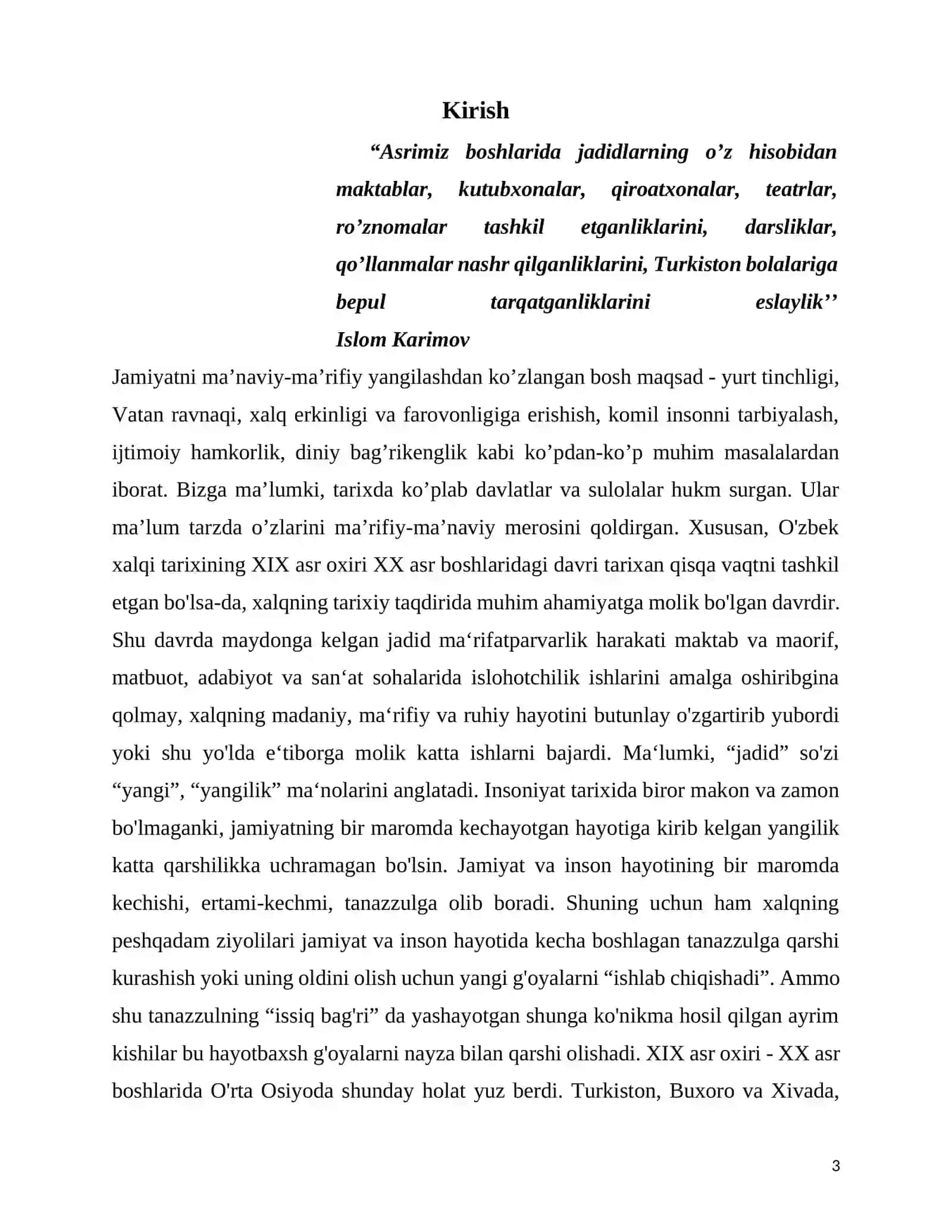 Turkiston Oʻlkasida jadidchilik harakati namoyondalarining faoliyati. (Fargʻona jadidlari hayoti misolida) 3