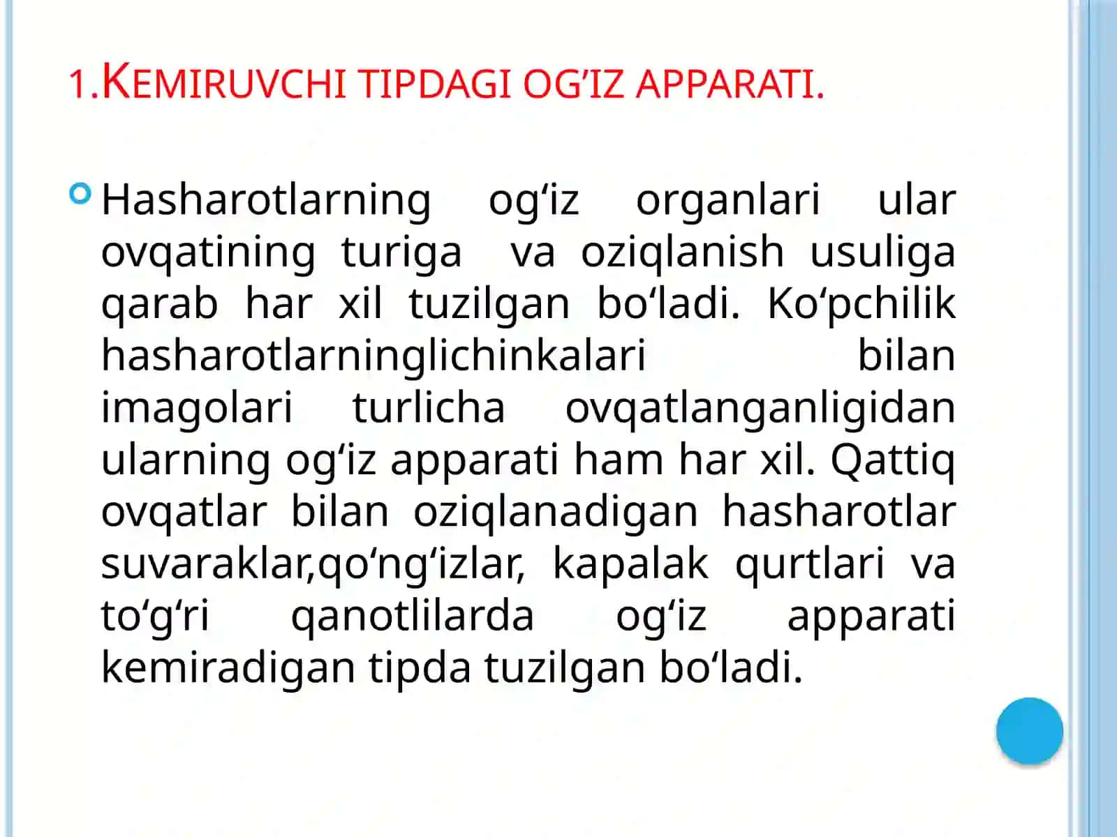 Hasharotlarning og’iz apparatlari va ularning tuzilishi 3
