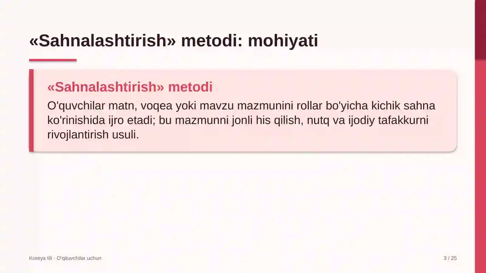 koreys tili darslarida sahnalashtirish metodidan foydalanish 6587 3