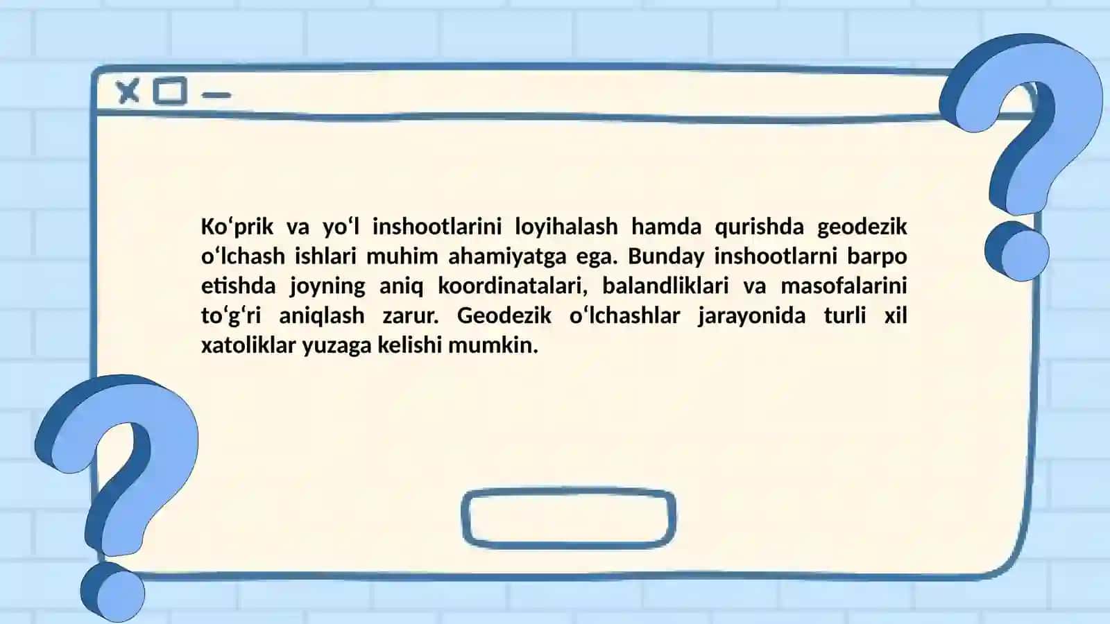 Ko‘prik va yo‘l inshootlarida geodezik o‘lchash natijalarini tenglashtirish usullari 3