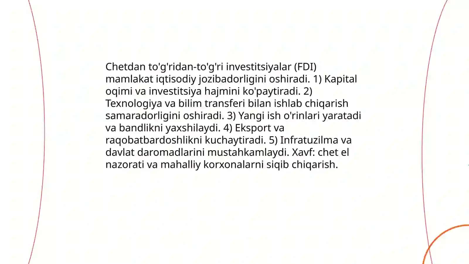 Chetdan to'g'ridan-to'g'ri investitsiyalar (FDI) va mamlakat iqtisodiy jozibadorligi 3