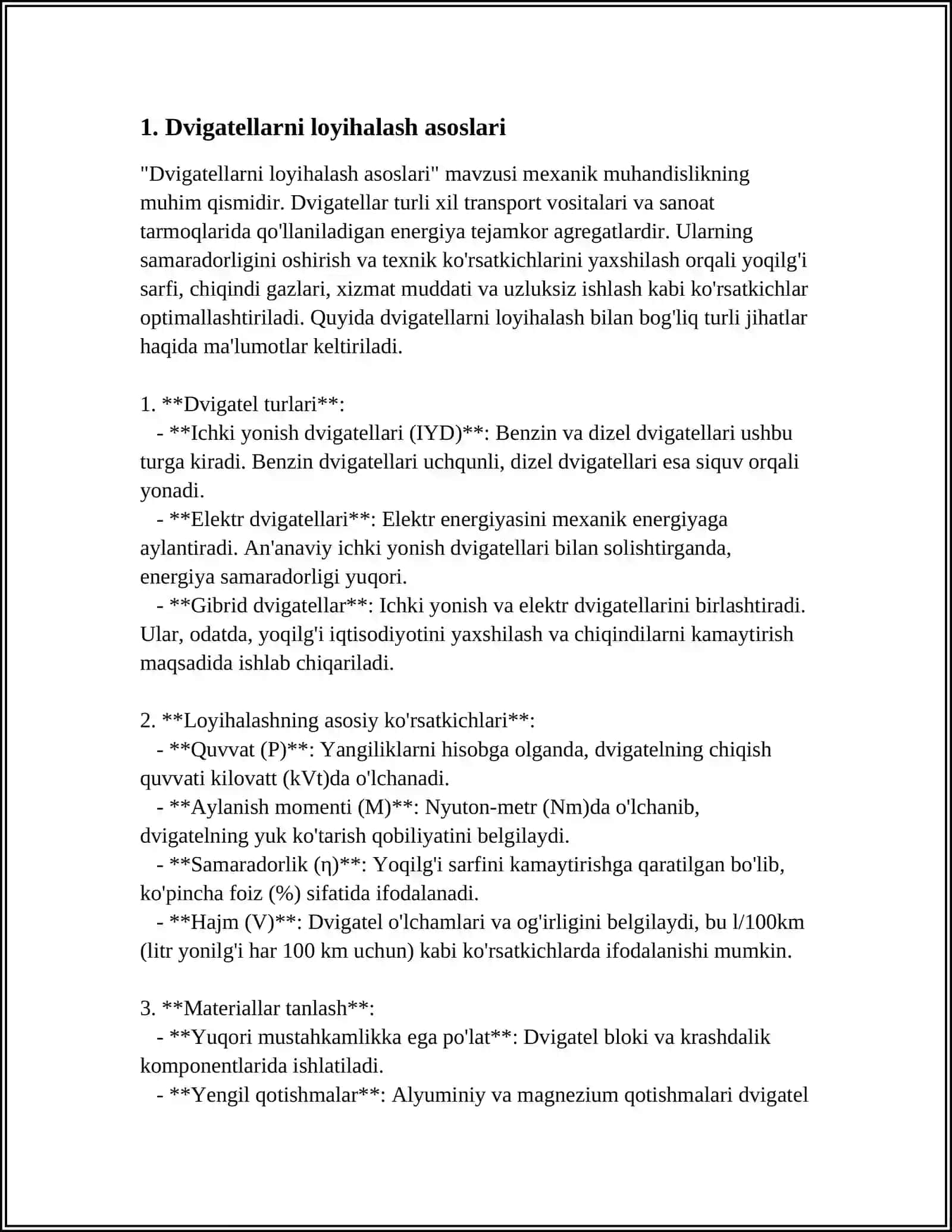 TEXNIK SHAROITLAR BOYICHA DVIGATELLAR 3