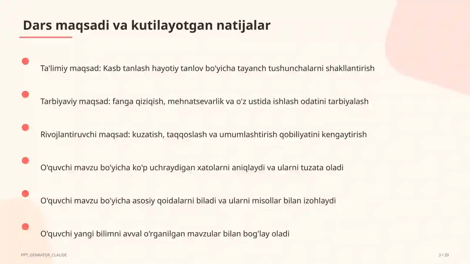 Kasb tanlash hayotiy tanlov (9-sinf) Tarbiya fani 3