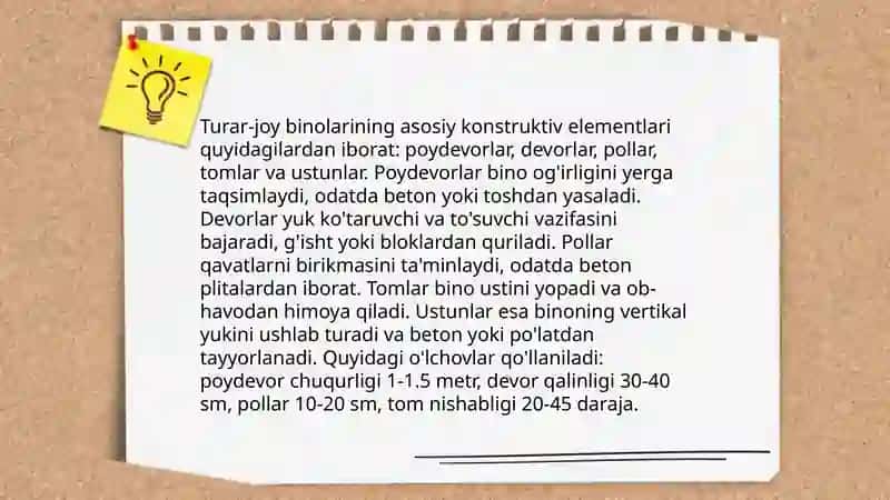 Turar-joy binolarining konstruktiv elementari 3