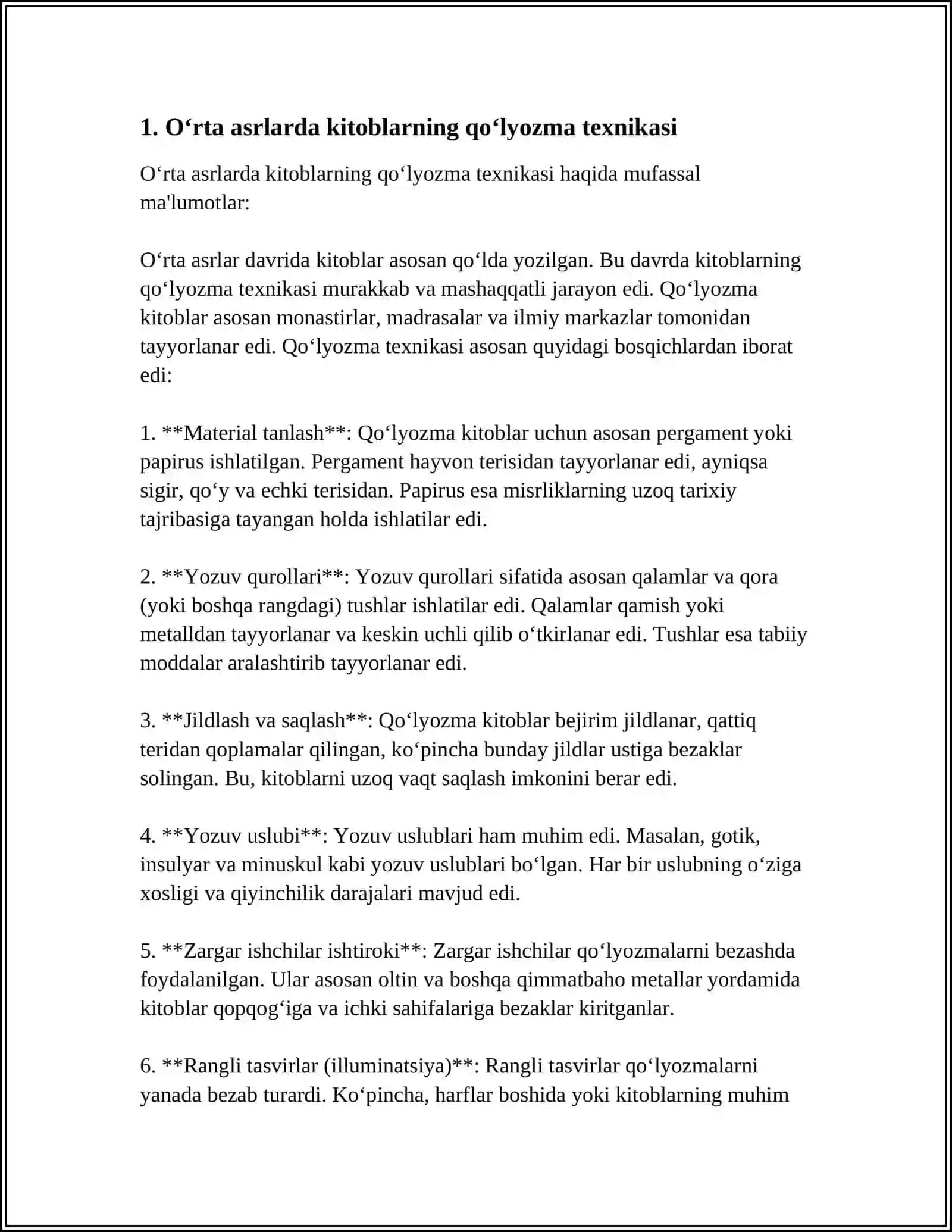 Oʻrta asrlarda kitoblarning qo‘lyozma texnikasi 3