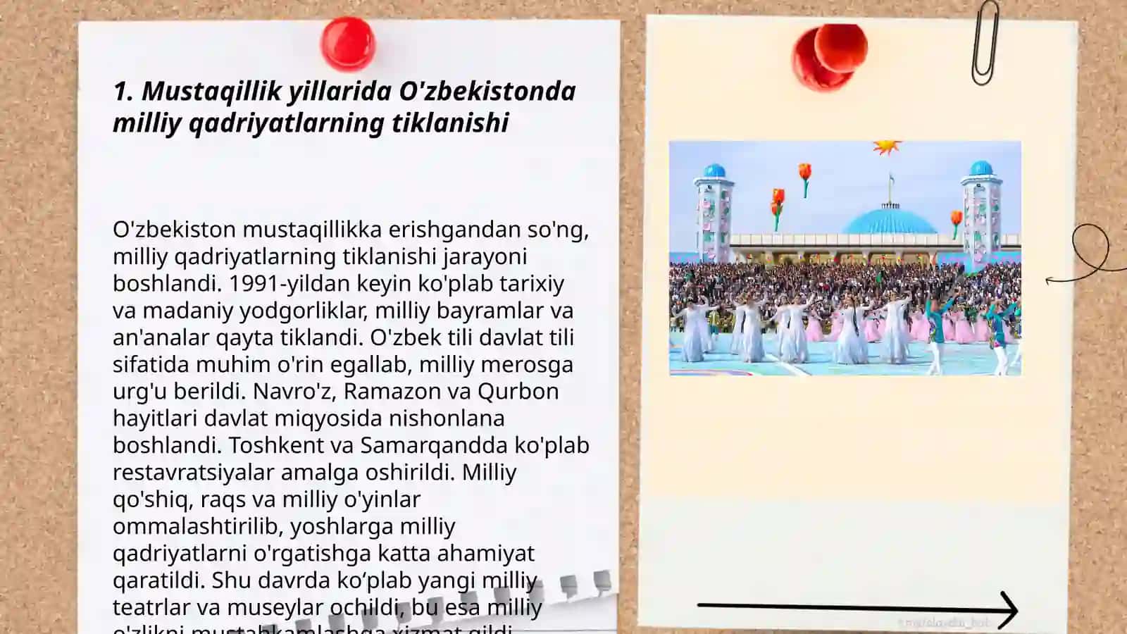 Mustaqillik yillarida O'zbekistondagi ma'naviy va madaniy taraqqiyot 3