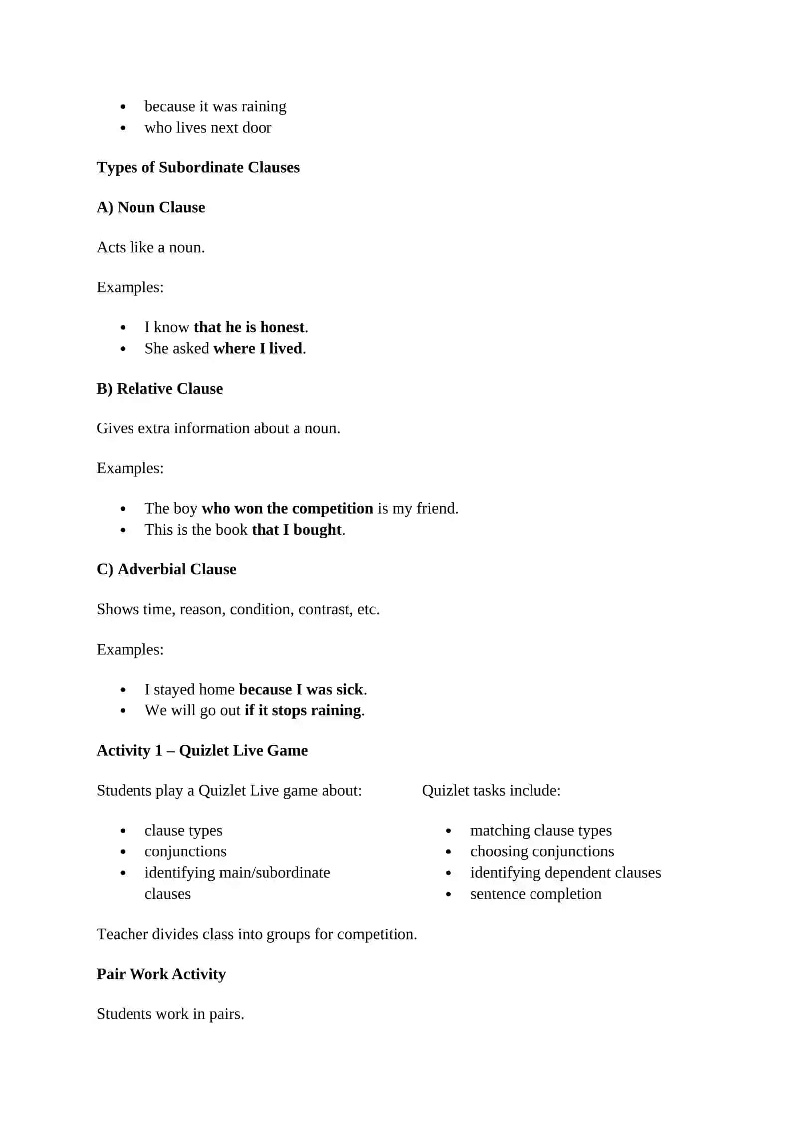 TYPES OF CLAUSES 3
