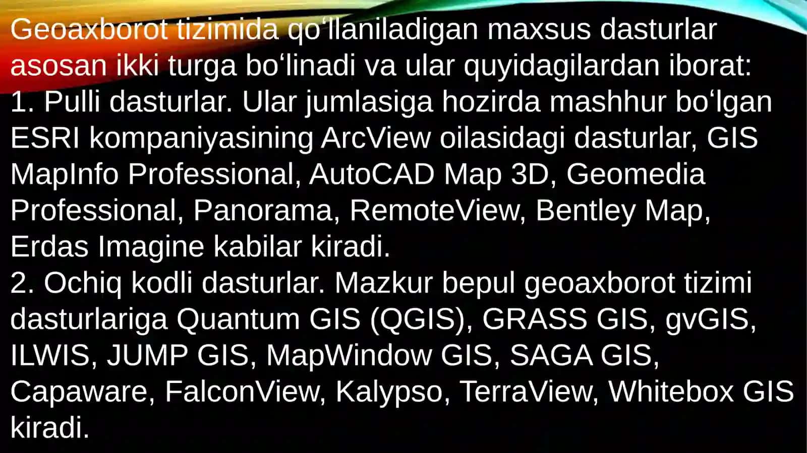 GIS VA FAZOVIY TAHLIL FANIDAN MUSTAQIL TA'LIM SOATI 3
