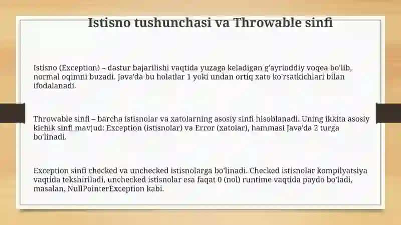 Istisno holatlar va hodisalarni qayta ishlash 3
