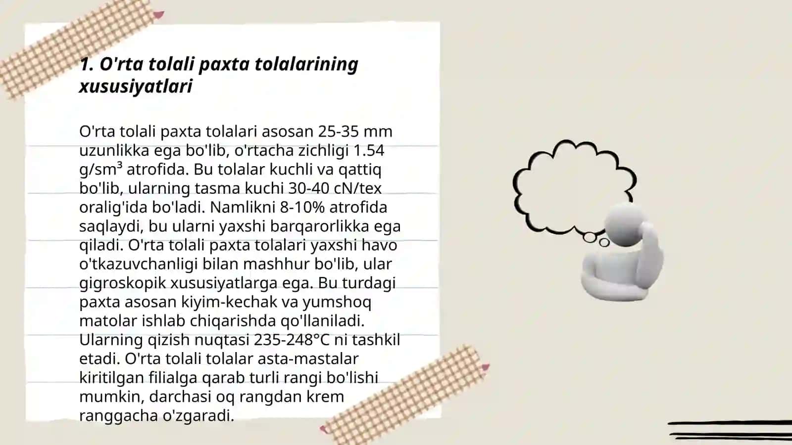 O’rta tolali paxta tolasidan quyi zichlikka ega bo’lgan yigirilgan ip olish texnalogiyasi 3