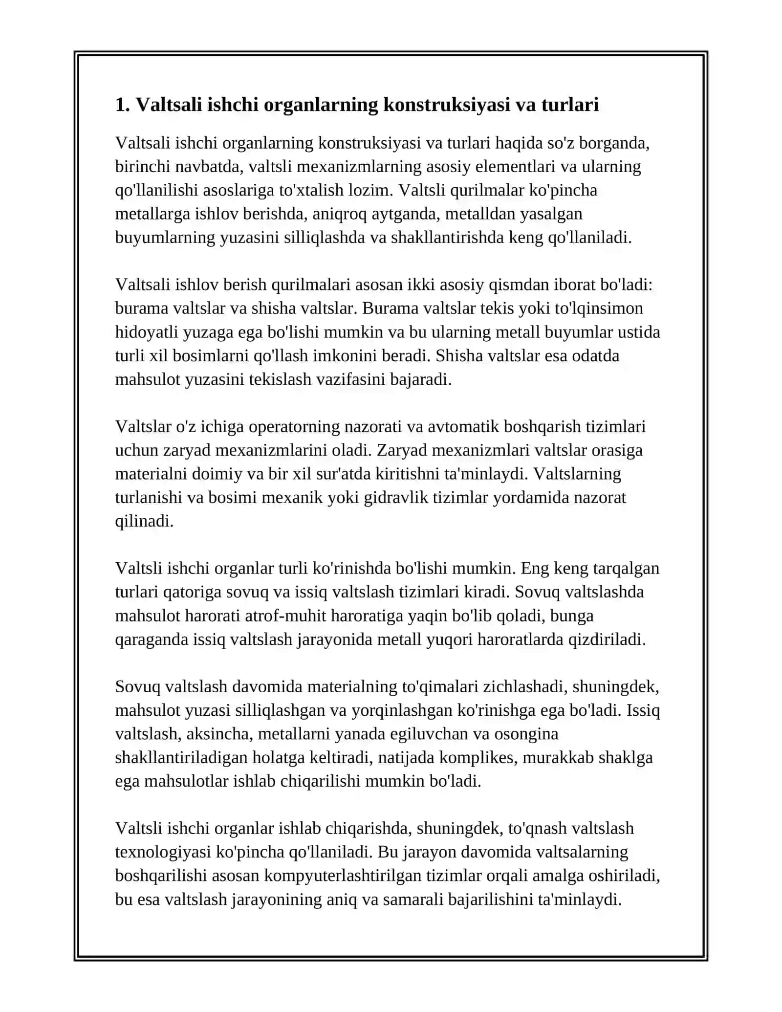 ISHCHI ORGANI VALTSALI QURULMALARNING. ICHOVLARGA ISHLOV BERISH QURULMALARI 3