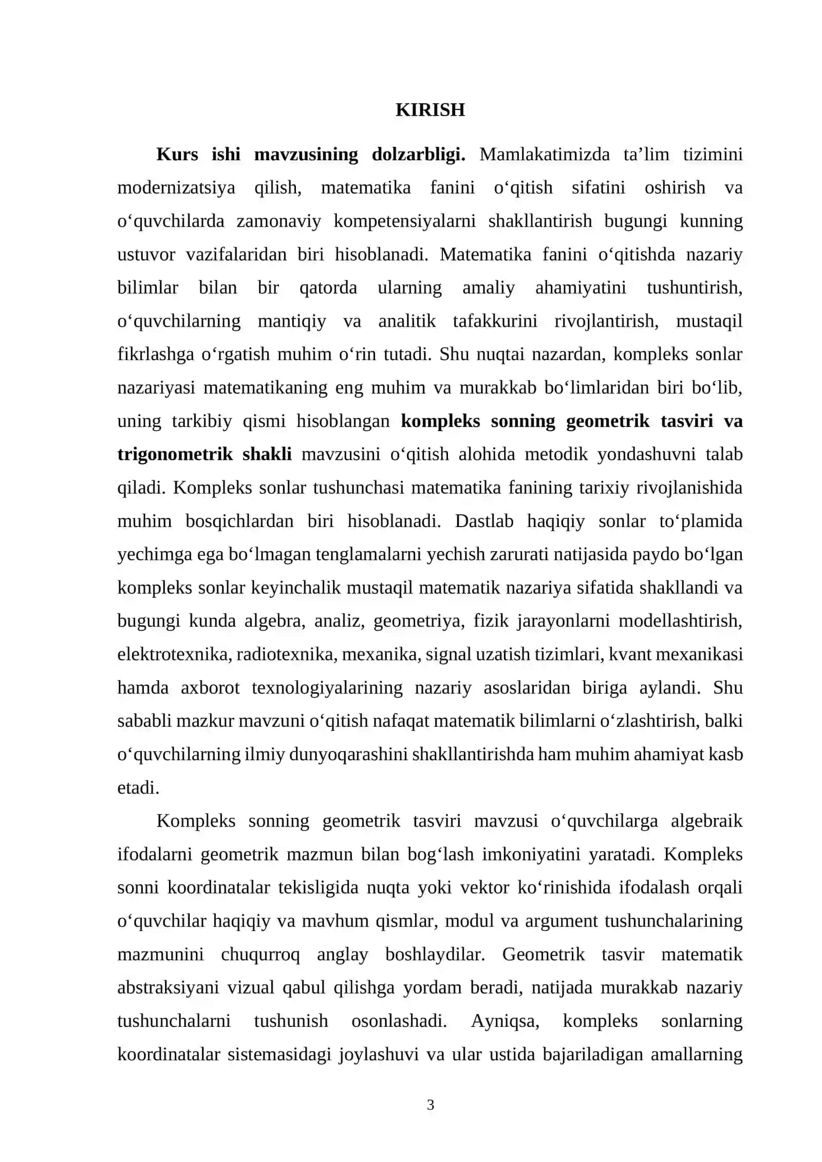 KOMPLEKS SONNING GEOMETRIK TASVIRI VA TRIGONOMETRIK SHAKLI MAVZUSINI O‘QITISH METODIKASI 3