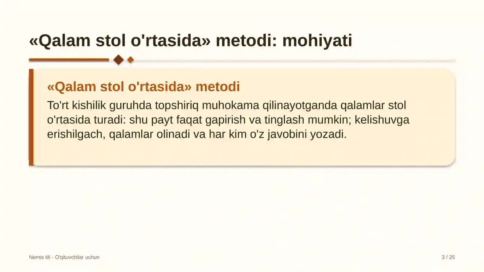 nemis tili darslarida qalam stol o'rtasida metodidan foydalanish 3158 3