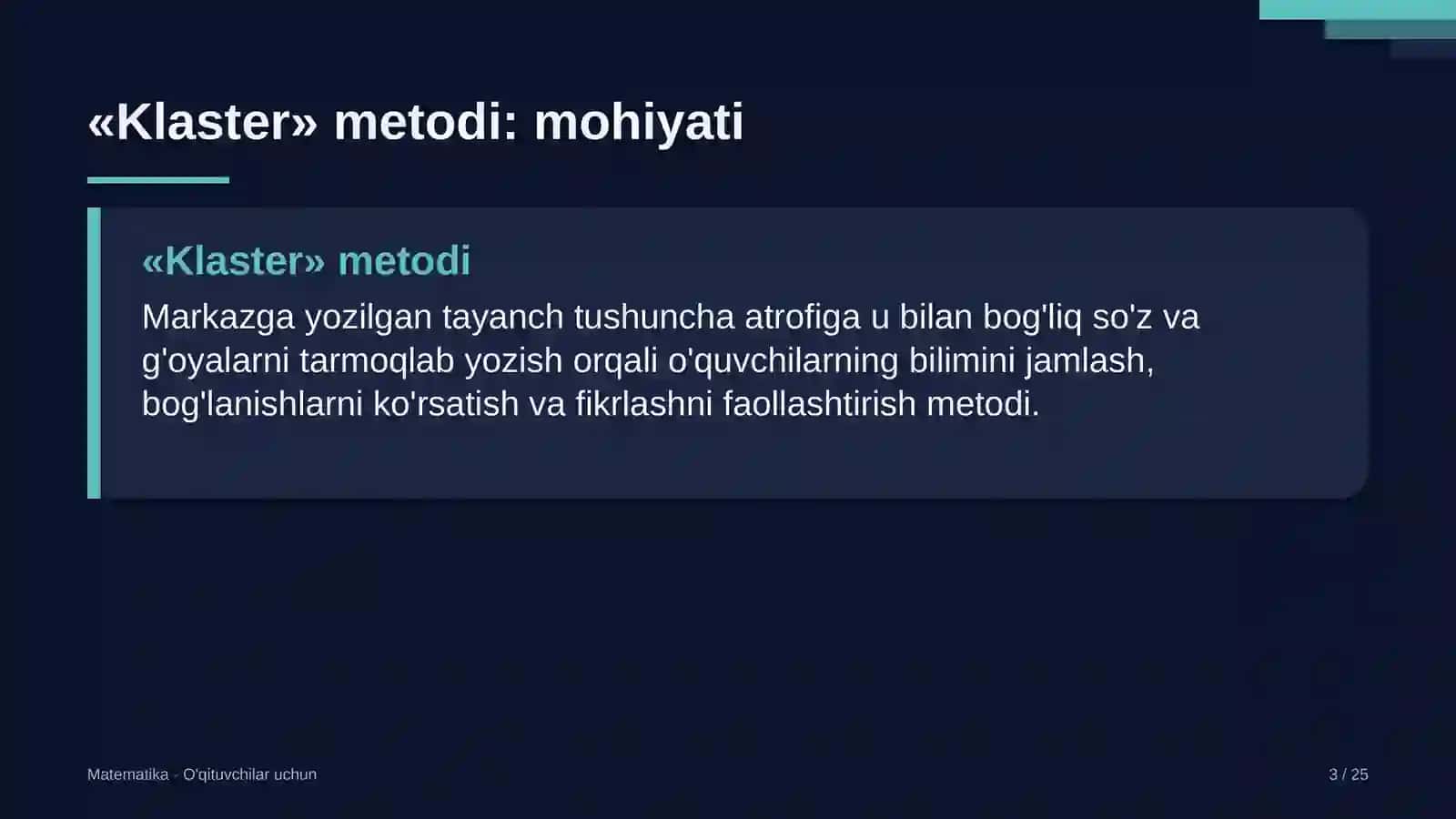 matematika darslarida klaster metodidan foydalanish 4552 3