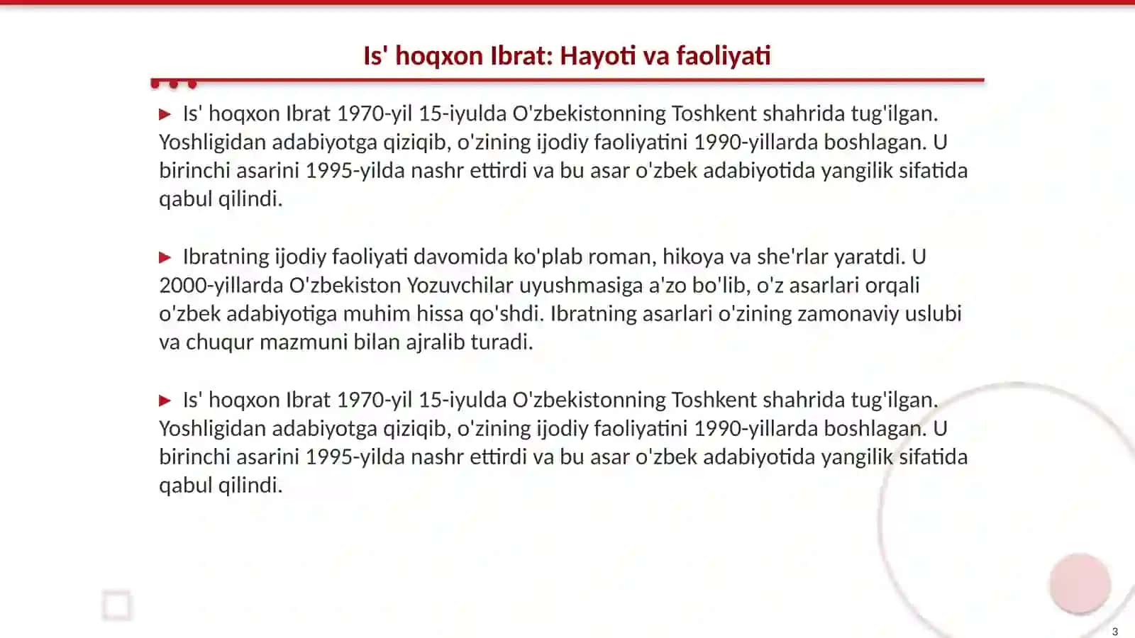 Is' hoqxon Ibrat ijodiy faoliyati 3