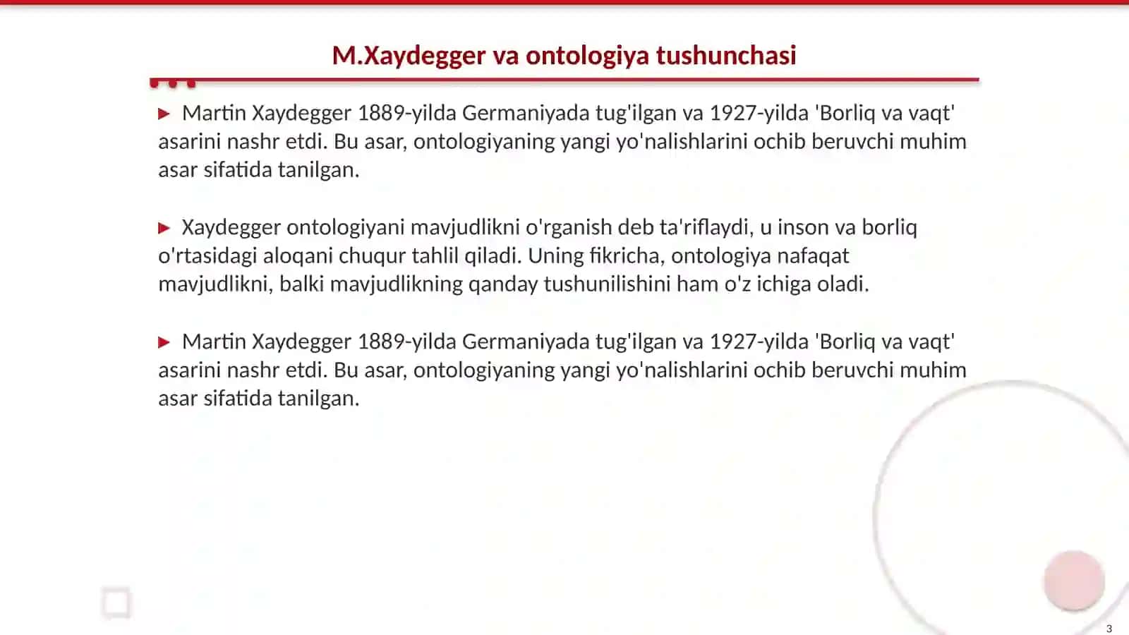 Noklassik ontologiyaning yoʻnalishlari va mohiyati (M.Xaydeggerning Borliq va vaqt asari asosida) 3