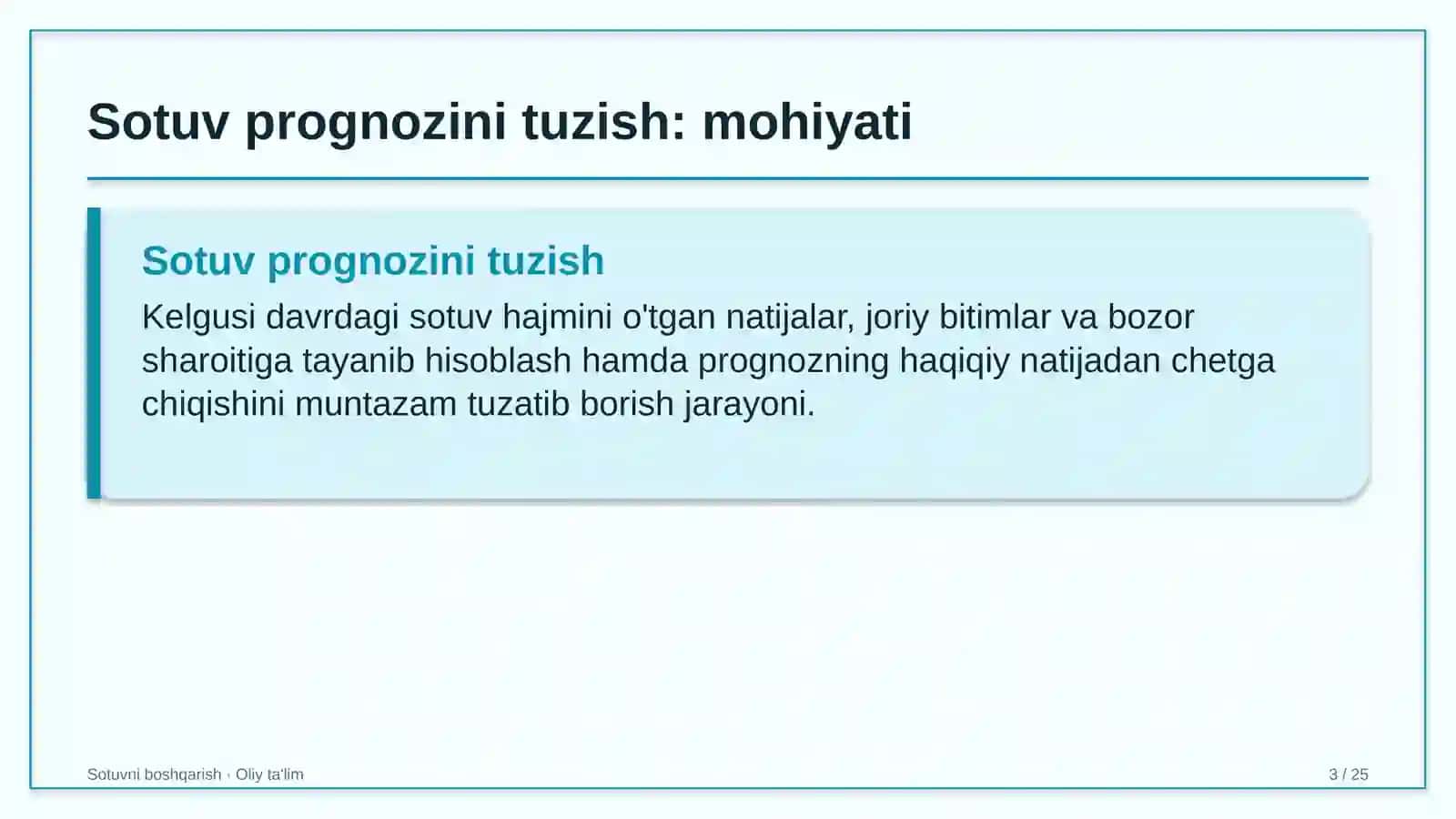 Bolalar-o'smirlar sport maktablarida sotuv prognozini tuzish 3