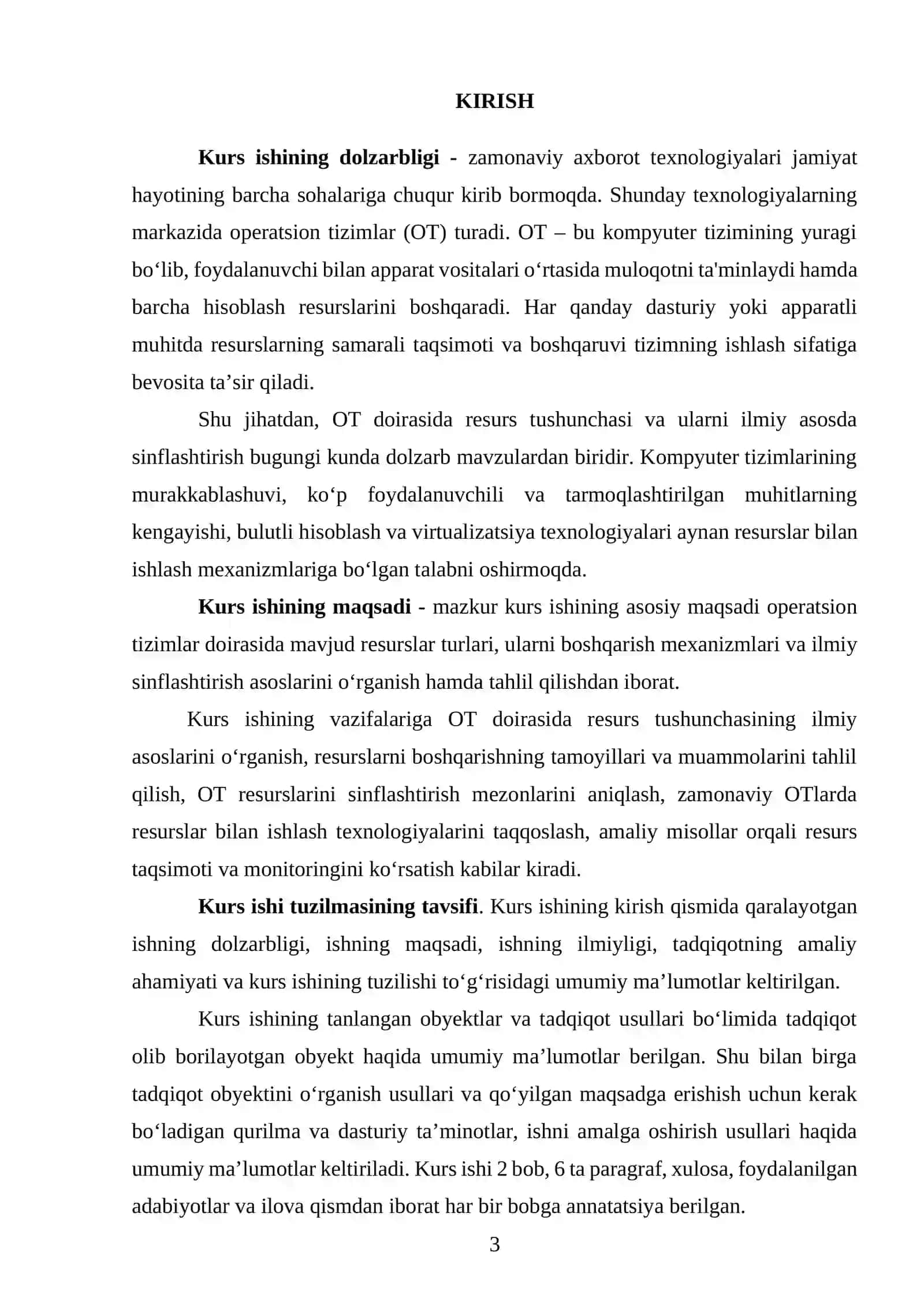 “Operatsion tizimlarda resurs tushunchasi, resurslarni sinflashtirish” 3