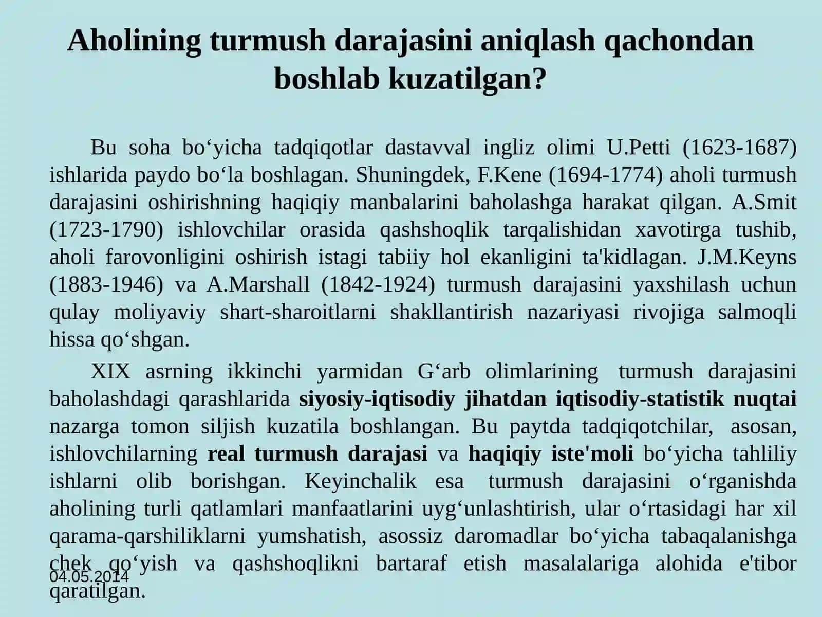 Turmush darajasi tushunchasi 3