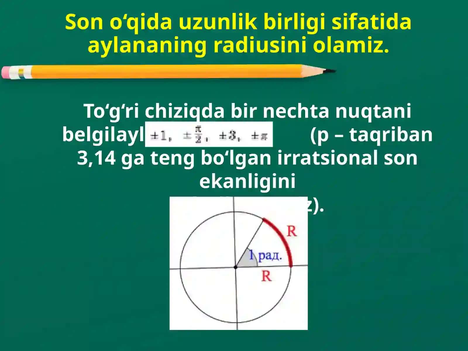 9-sinf Burchakning radian o'lchovi 3