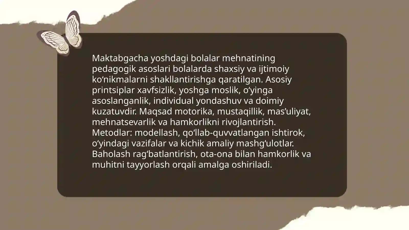 Maktabgacha yoshdagi bolalar mehnatini tashkil etish va unga rahbarlik qilish 3