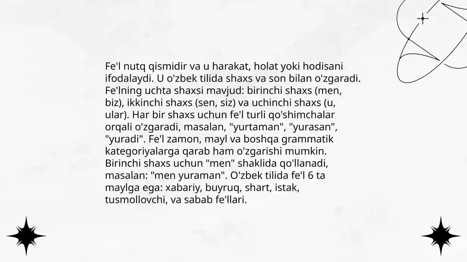 O'zbek tilida sinraktik shakl hosil qiluvchi kategoriyalar 3