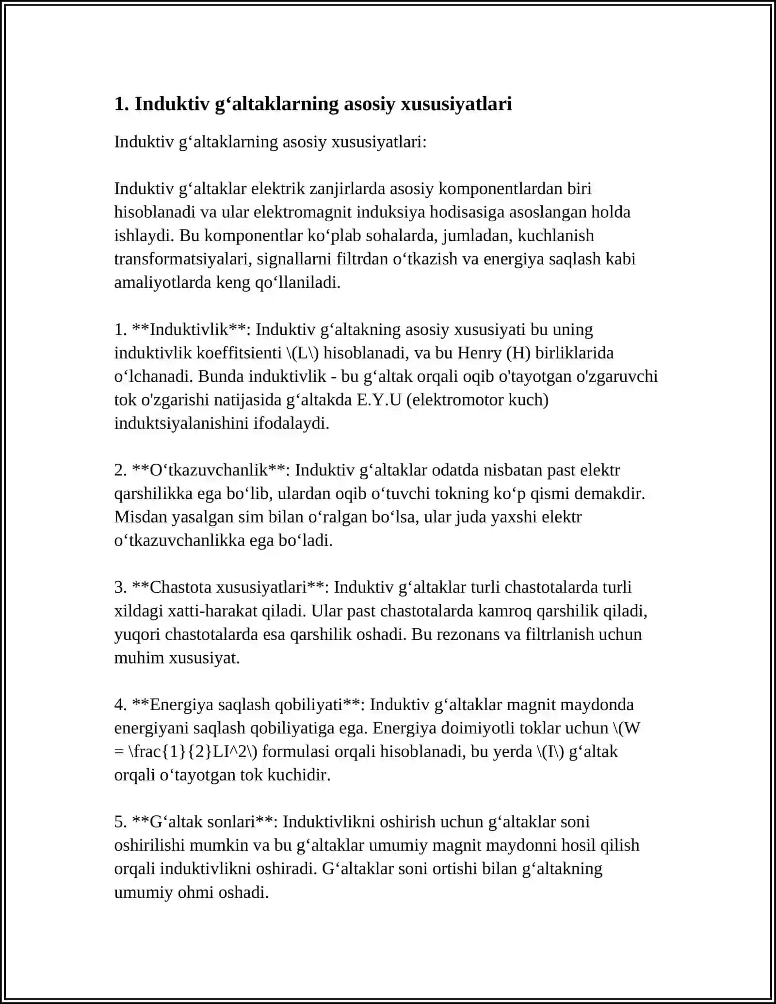 INDUKTIV GʻALTAK PARAMETRLARINI OʻLCHASH 3