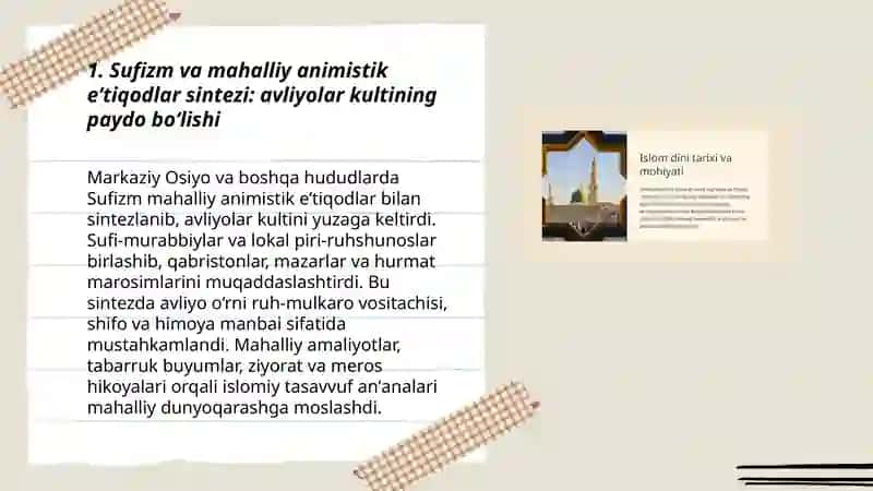 Islom, boshqa diniy aqidalar sinkretlashuvi natijasida takomillashgan diniy talimotlar tarixi 3