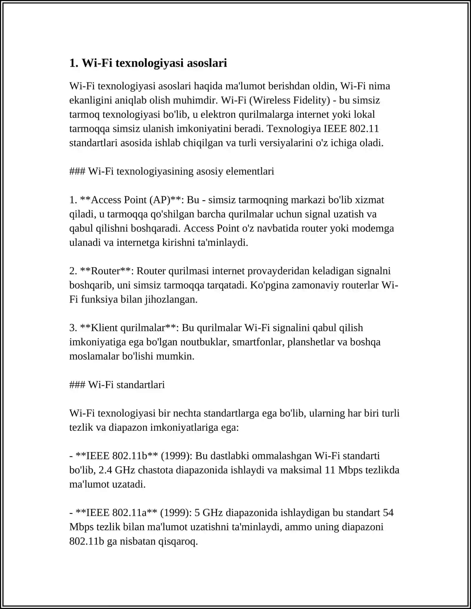 MUSTAQIL ISH Mavzu: O‘RNATILGAN OPERATSION TIZIMLARDA WIFE 3