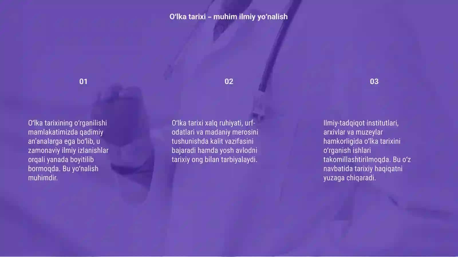 Oʻlka tarixining oʻrganilishi 3