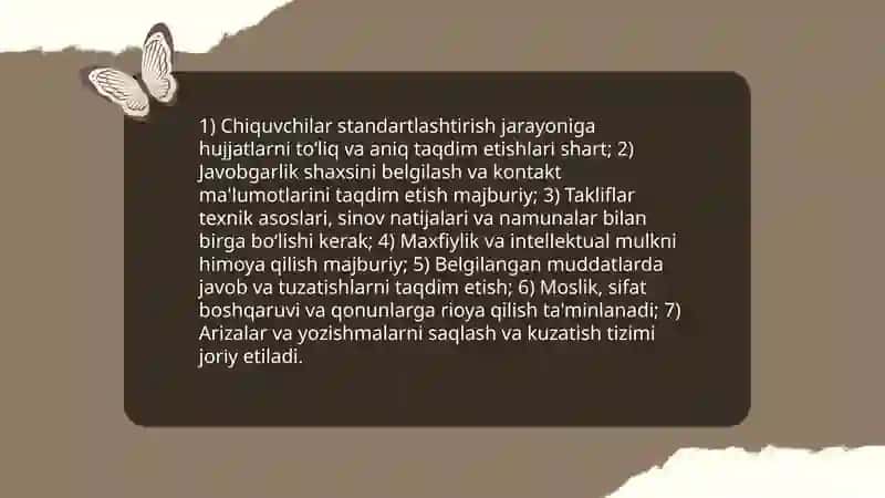 Standartlashtirish uchun tanlanmalarni shakllantirish qoidalari chiquvchilar uchun talablar 3