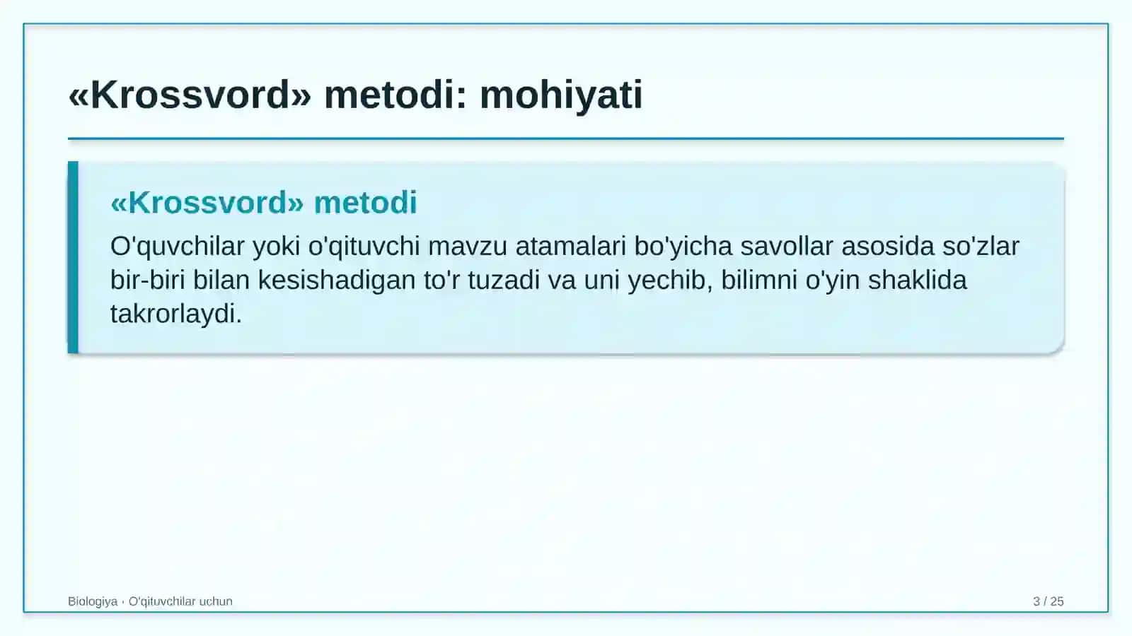biologiya darslarida krossvord metodidan foydalanish 6598 3