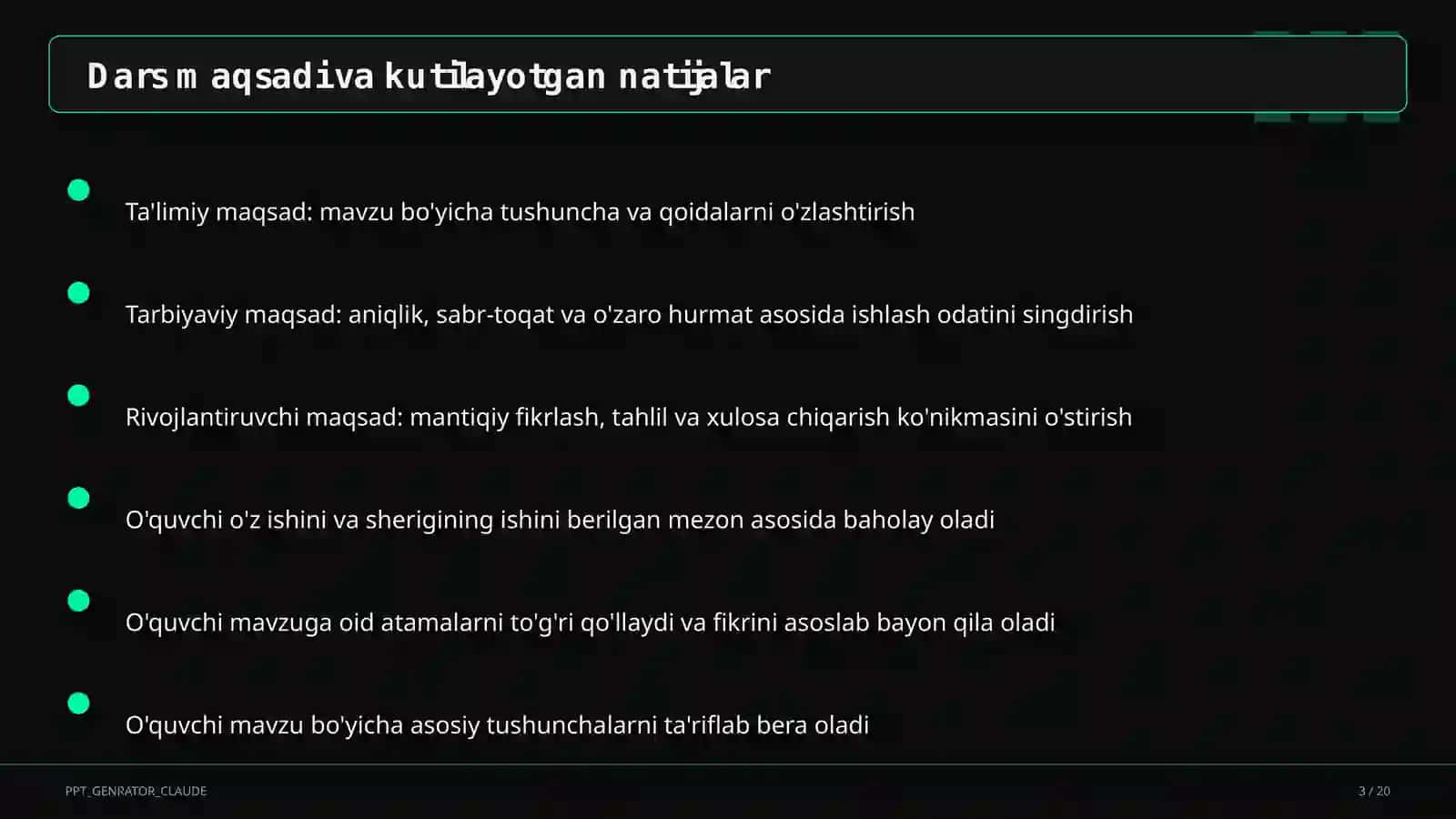 Sinf soati va tarbiyaviy tadbirlar (1–11) 3