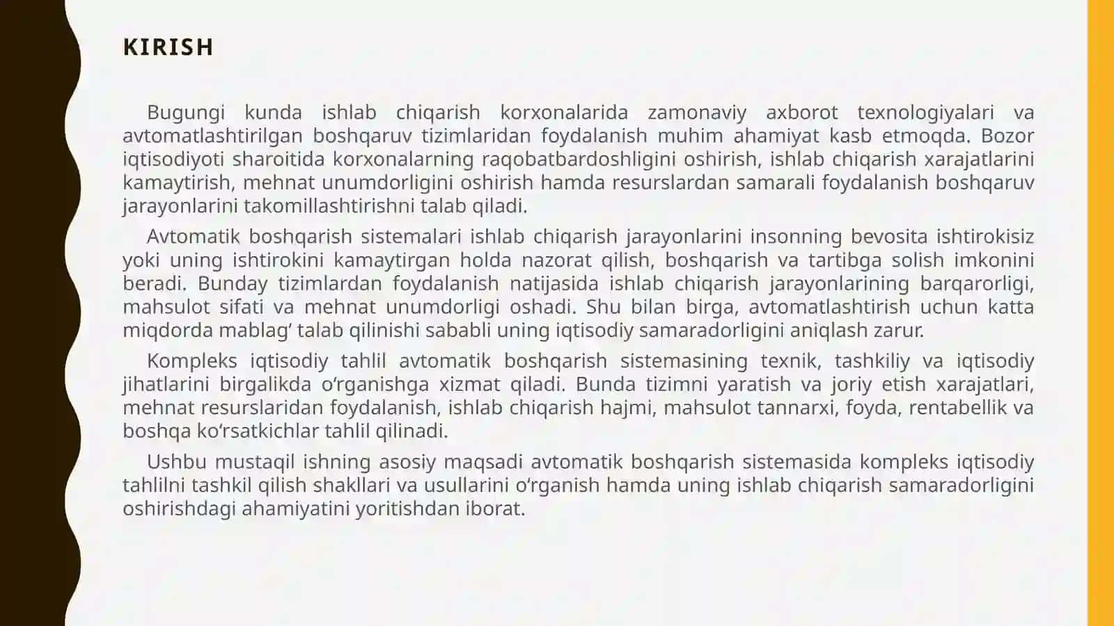 AVTOMATIK BOSHQARISH SISTEMASIDA KOMPLEKS IQTISODIY TAHLILNI TASHKIL QILISH SHAKLLARI VA USULLARI 3