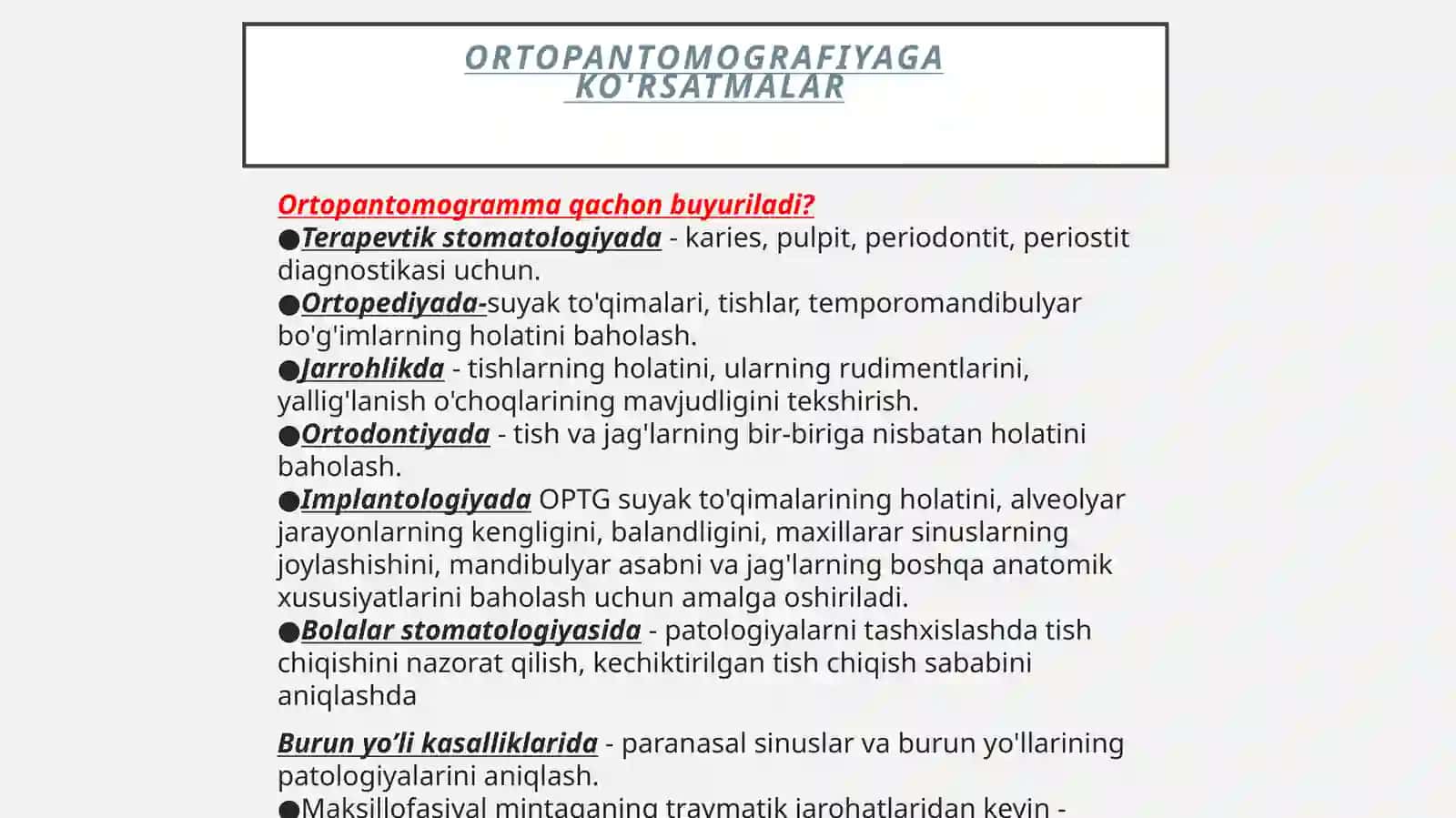 Temporamandibulyar bo'g'imning diagnostikasi uchun turli xil nurlanish usullarining qiyosiy tavsiflari 3
